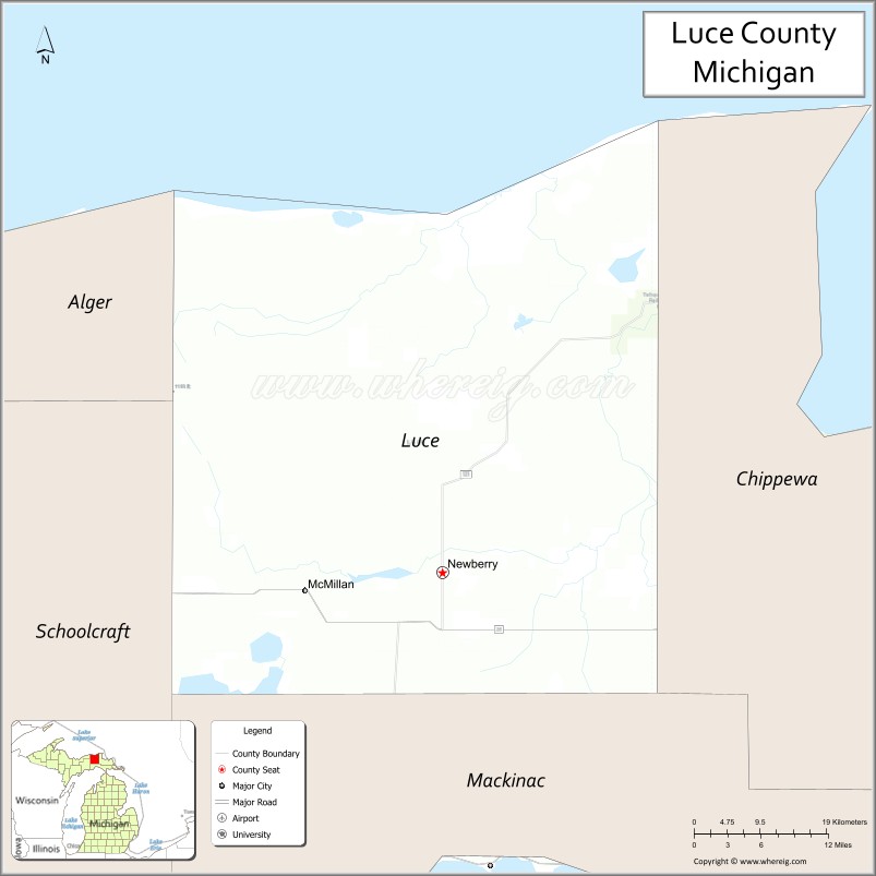 Map of Luce County, Michigan