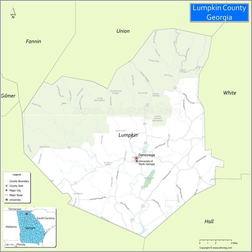 Map of Lumpkin County, Georgia