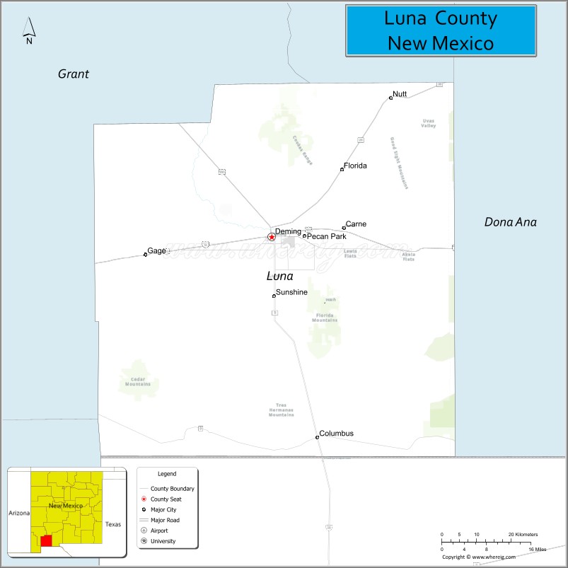 Map of Luna County, New Mexico