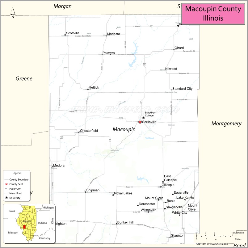 Map of Macoupin County, Illinois