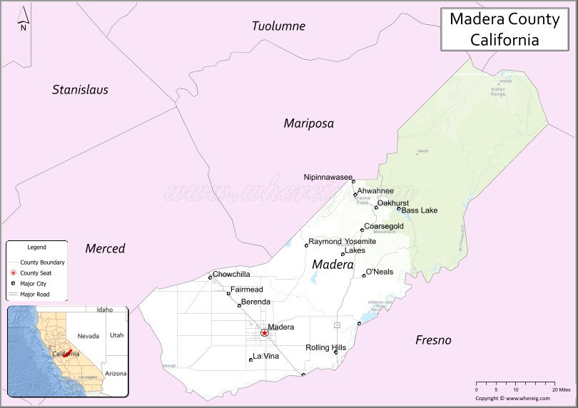 Map of Madera County, California
