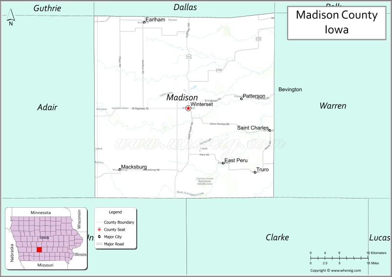 Map of Madison County, Iowa