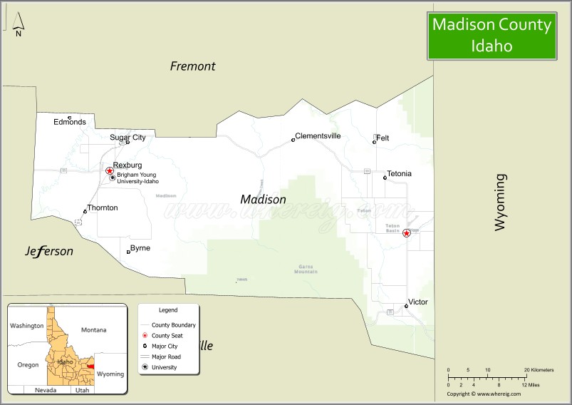 Map of Madison County, Idaho