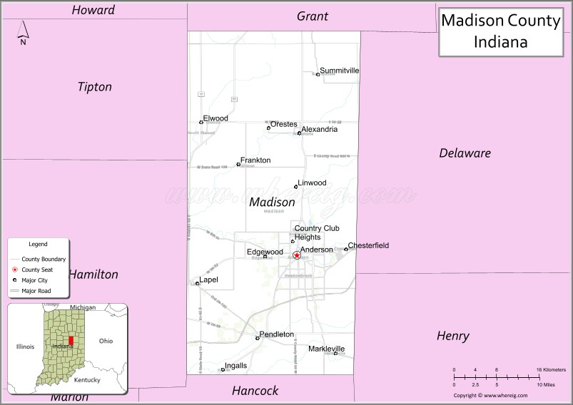 Map of Madison County, Indiana