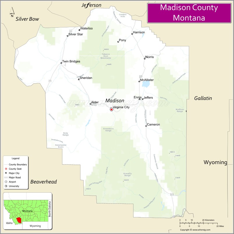 Map of Madison County, Montana