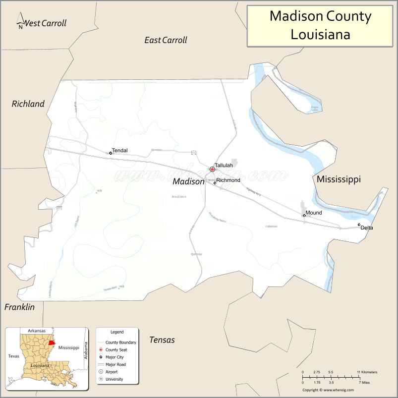 Map of Madison Parish, Louisiana