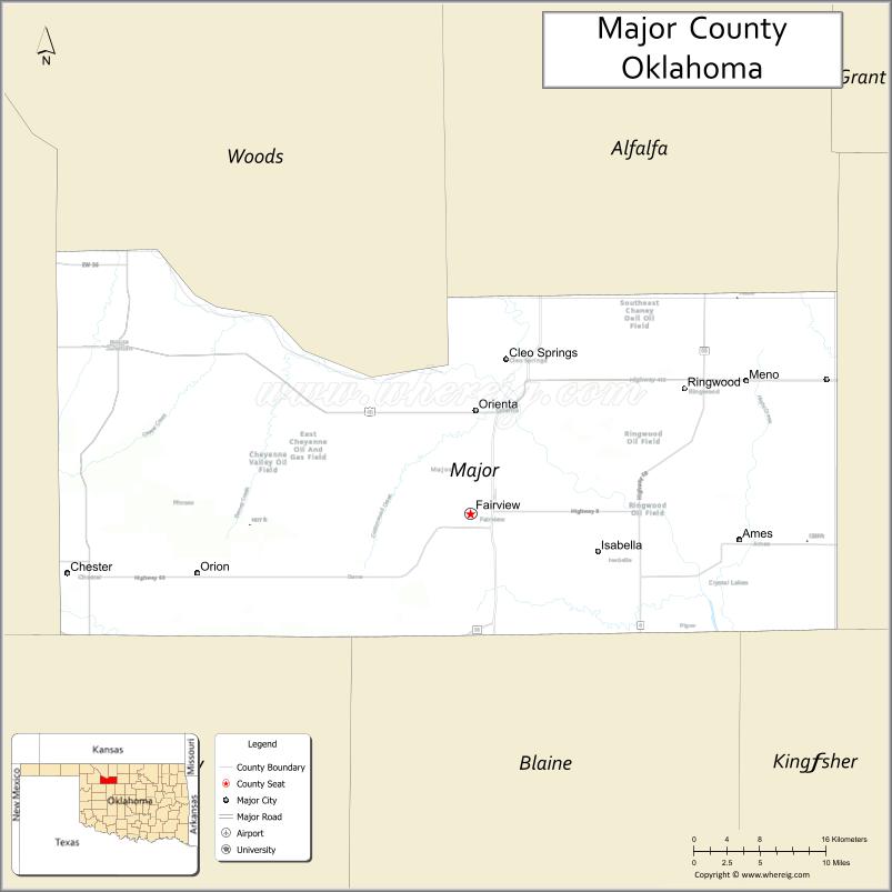 Map of Major County, Oklahoma