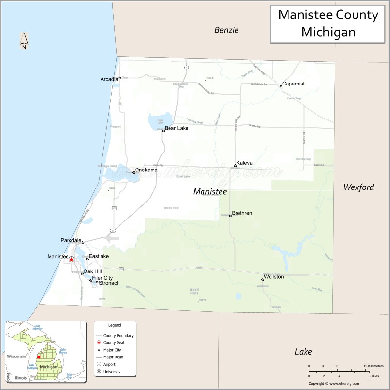 Map of Manistee County, Michigan