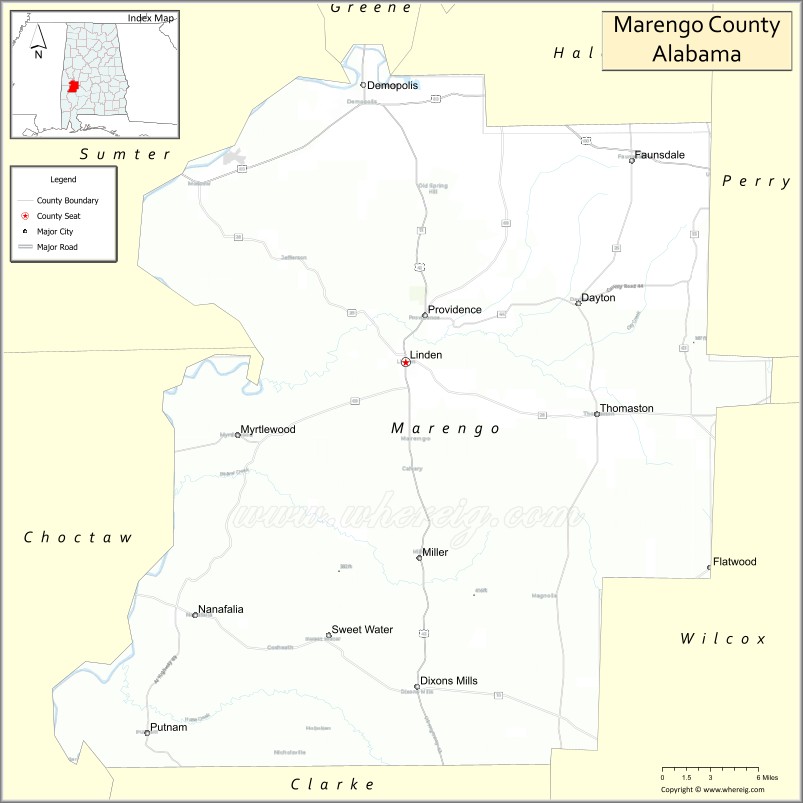 Map of Marengo County, Alabama