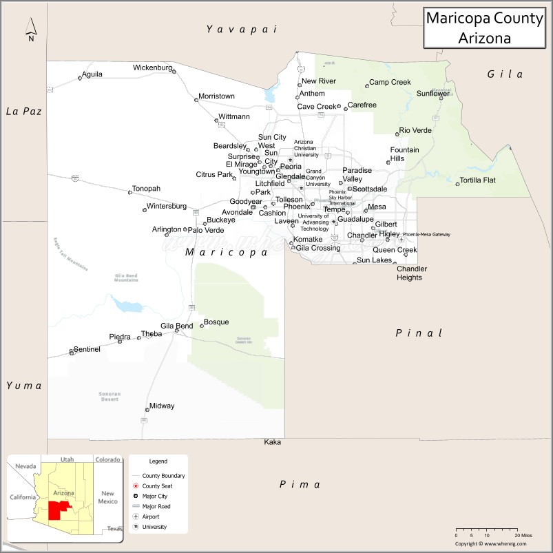 Map of Maricopa County, Arizona
