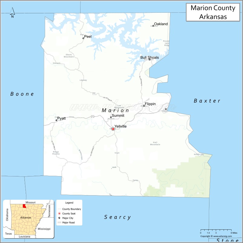 Map of Marion County, Arkansas