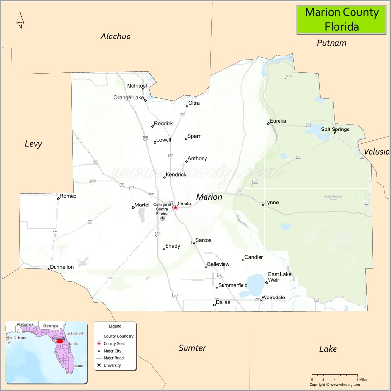 Map of Marion County, Florida