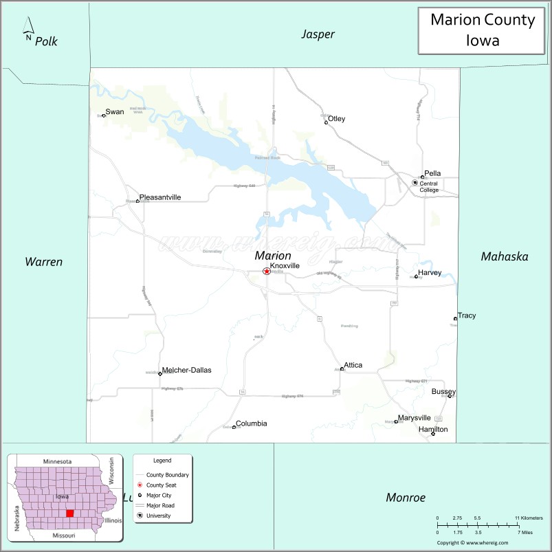 Map of Marion County, Iowa