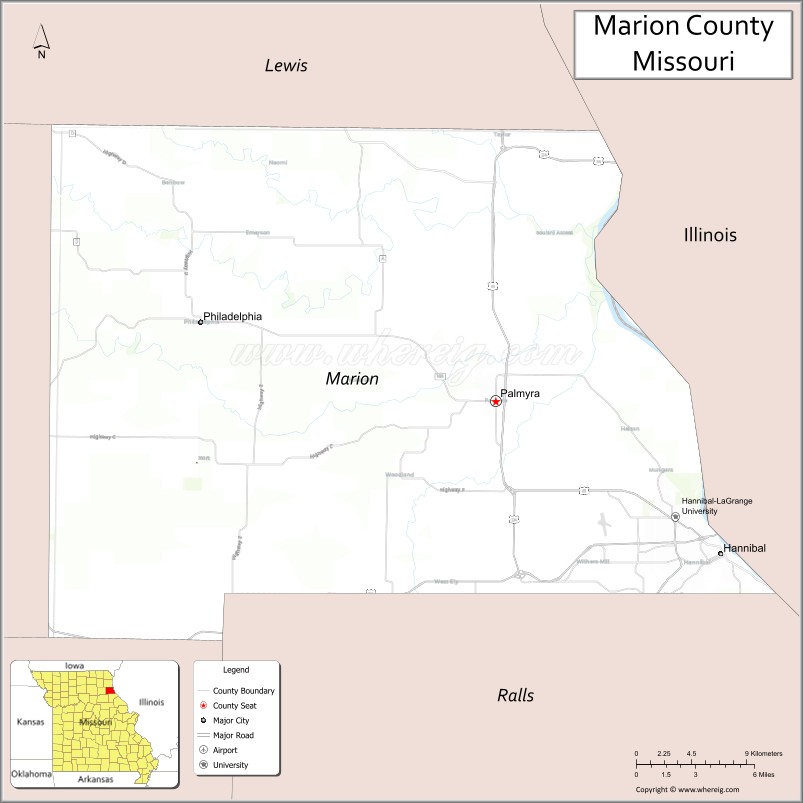 Map of Marion County, Missouri