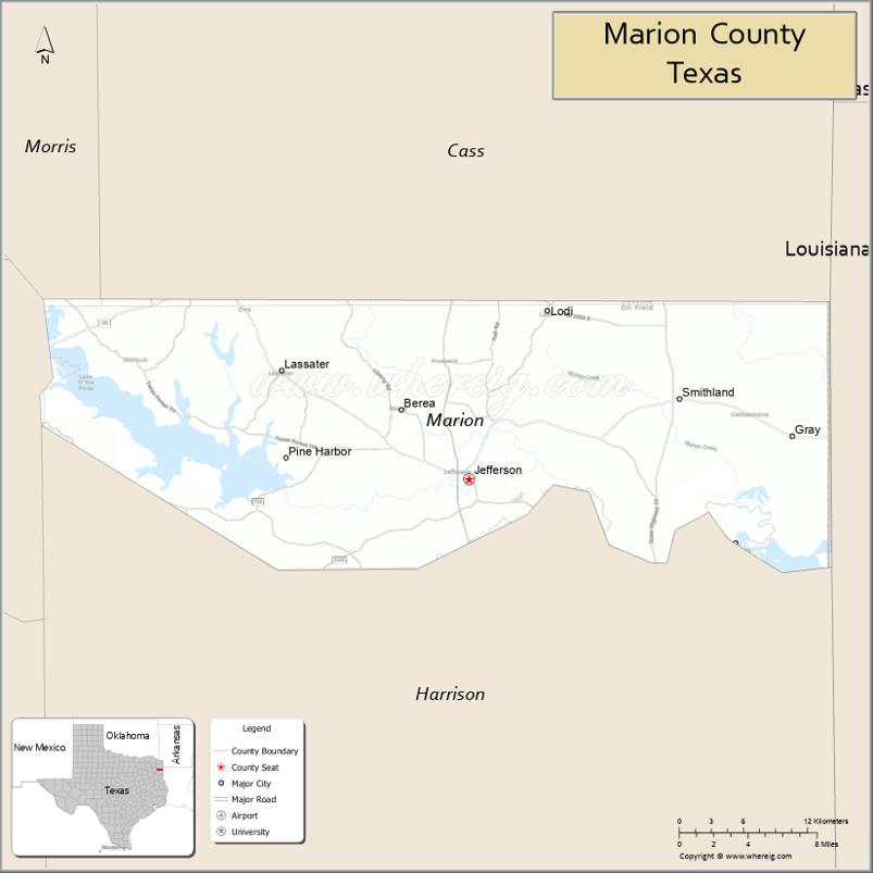 Map of Marion County, Texas