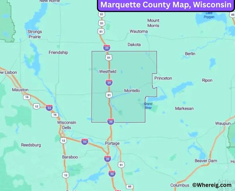 Map of Marquette County, Wisconsin