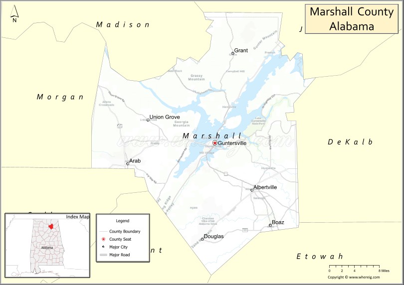 Map of Marshall County, Alabama
