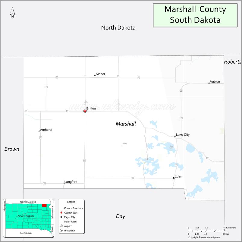 Map of Marshall County, South Dakota
