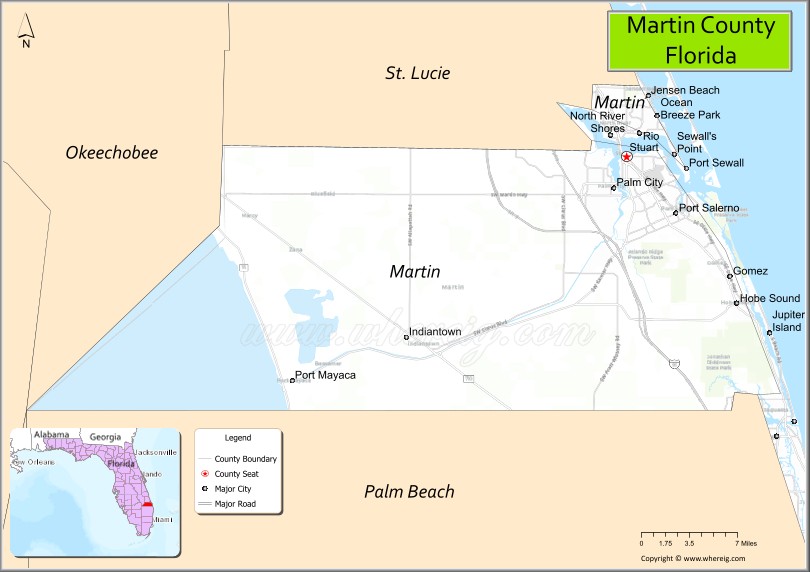 Map of Martin County, Florida