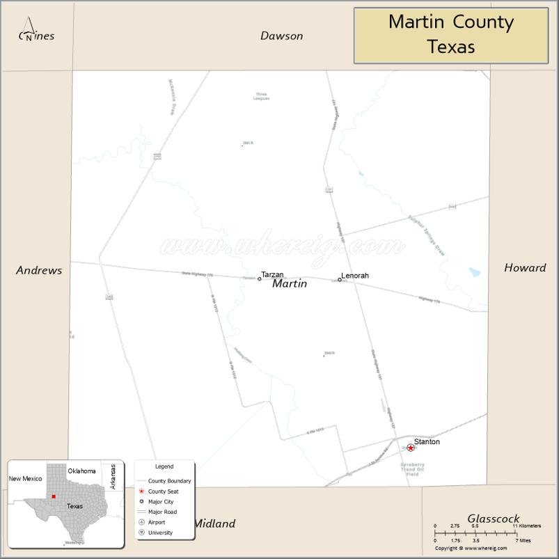 Map of Martin County, Texas