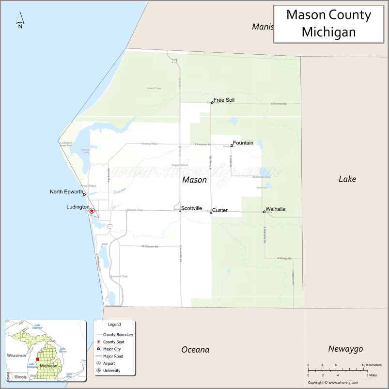 Map of Mason County, Michigan