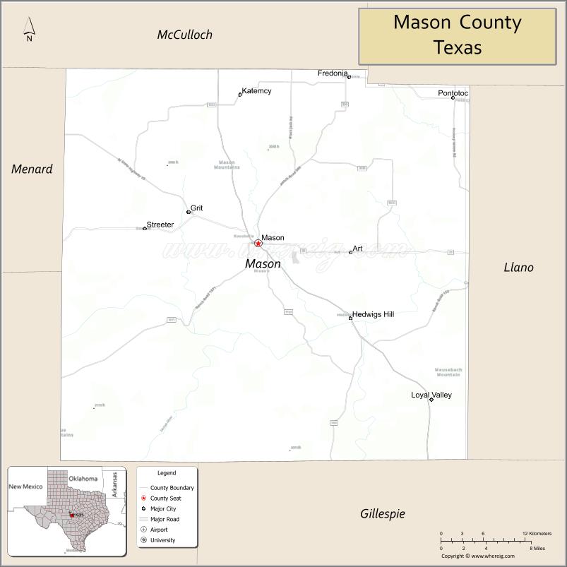 Map of Mason County, Texas