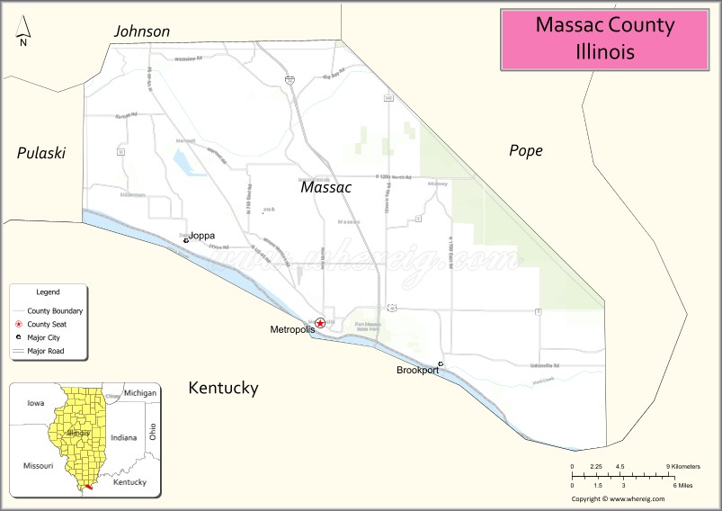 Map of Massac County, Illinois