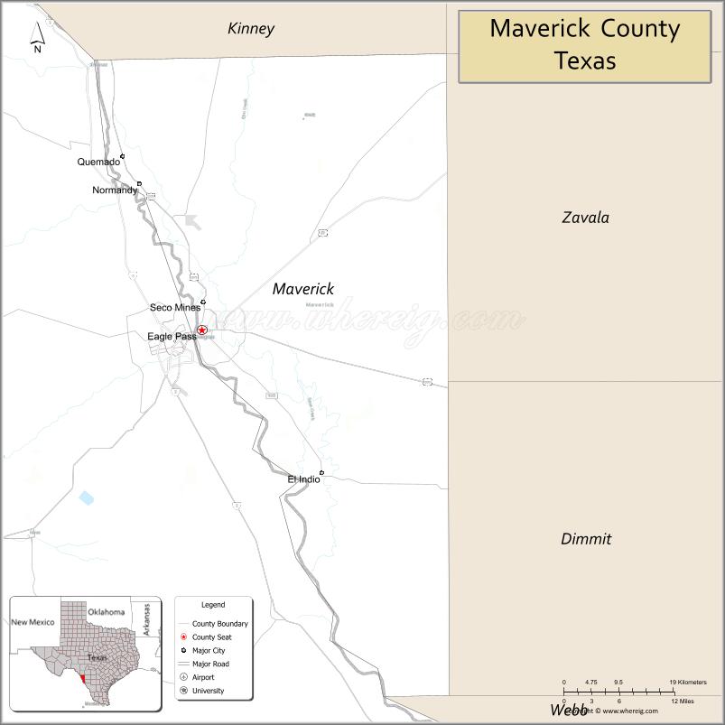 Map of Maverick County, Texas