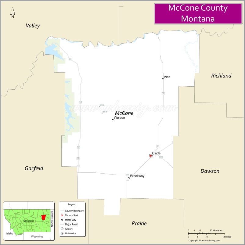 Map of McCone County, Montana