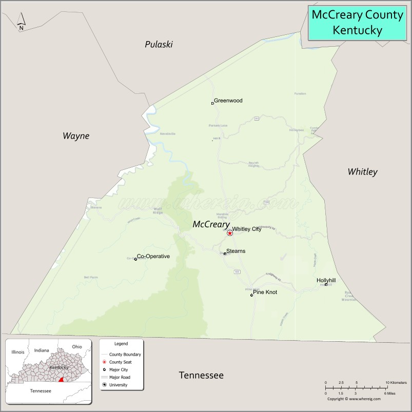 Map of McCreary County, Kentucky