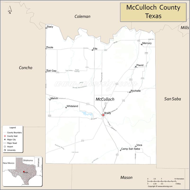 Map of McCulloch County, Texas