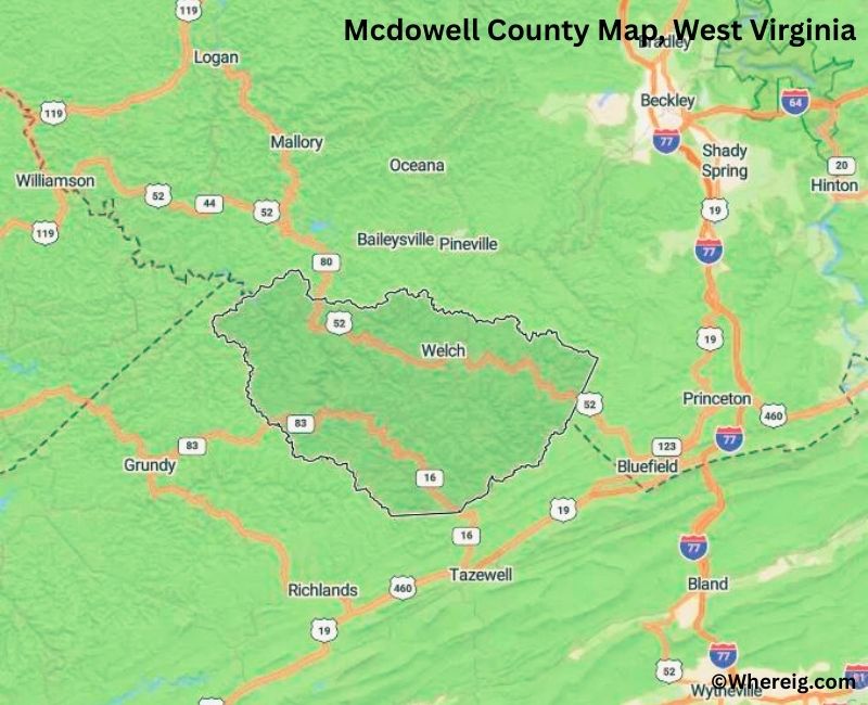 Map of McDowell County, West Virginia