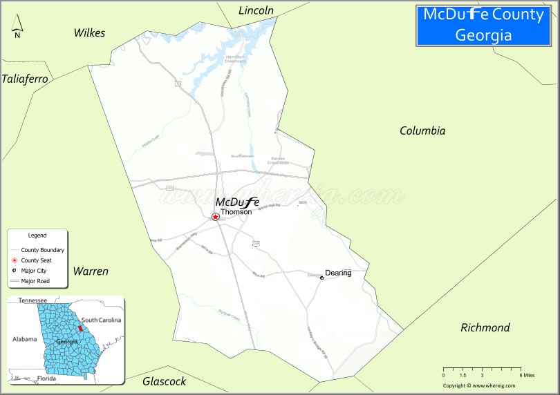 Map of McDuffie County, Georgia