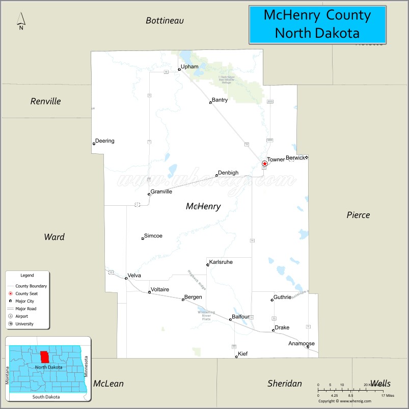 Map of McHenry County, North Dakota