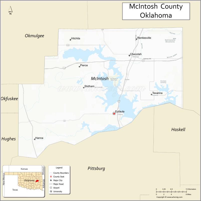 Map of McIntosh County, Oklahoma