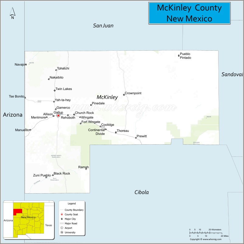 Map of McKinley County, New Mexico