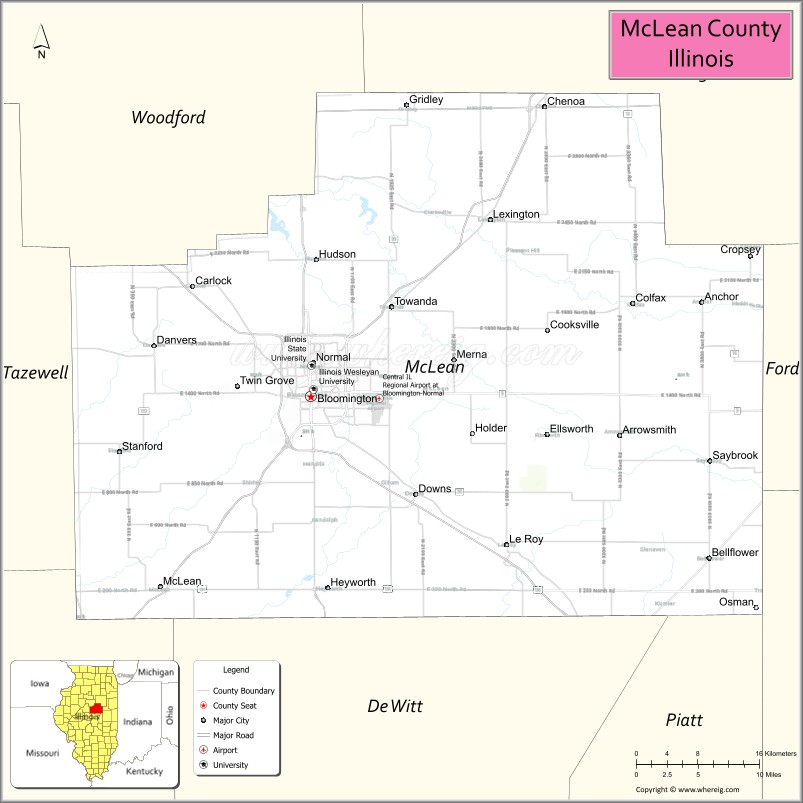 Map of McLean County, Illinois