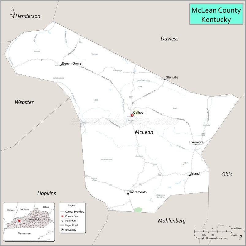 Map of McLean County, Kentucky