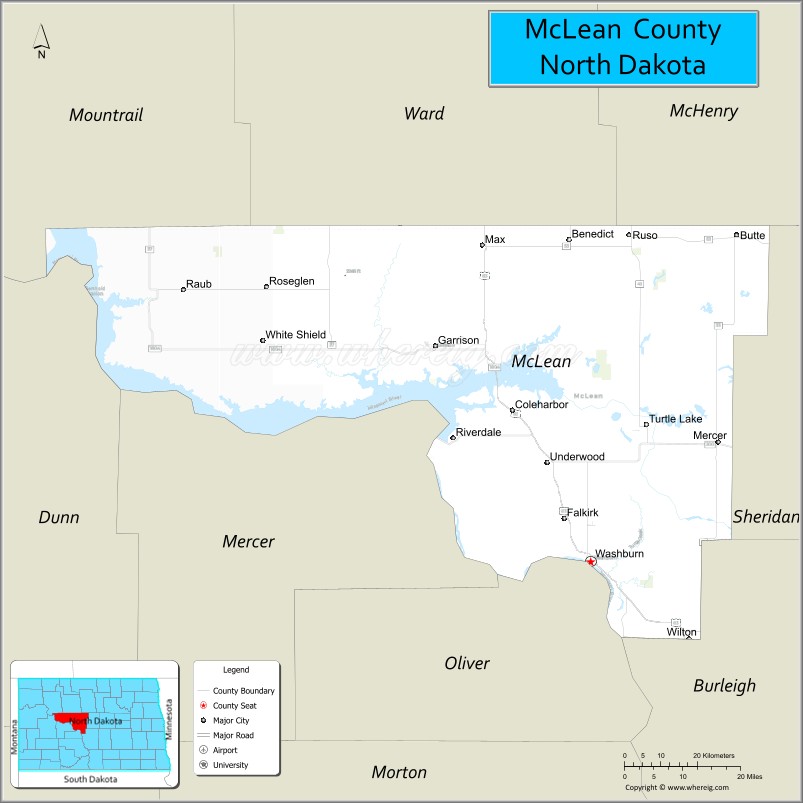 Map of McLean County, North Dakota