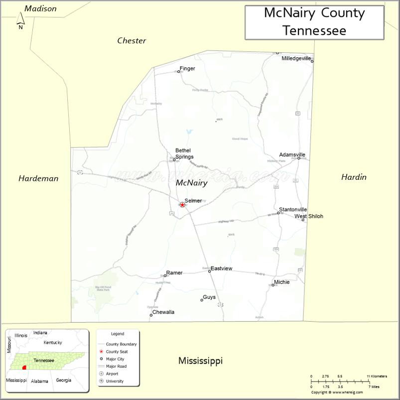 Map of McNairy County, Tennessee
