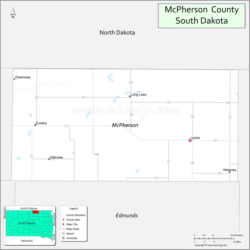 Map of McPherson County, South Dakota