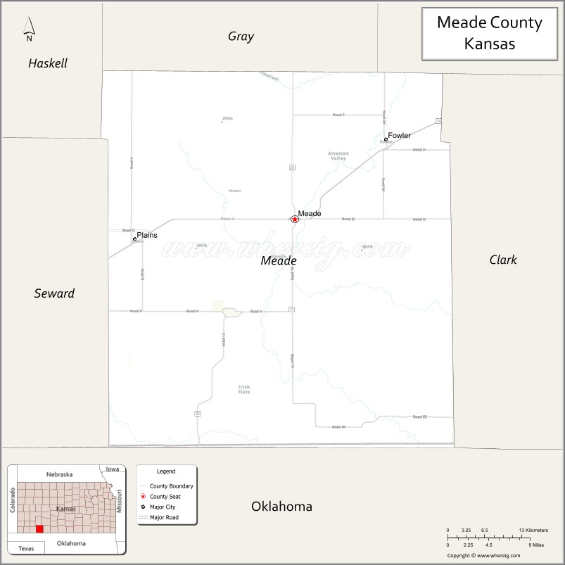 Map of Meade County, Kansas