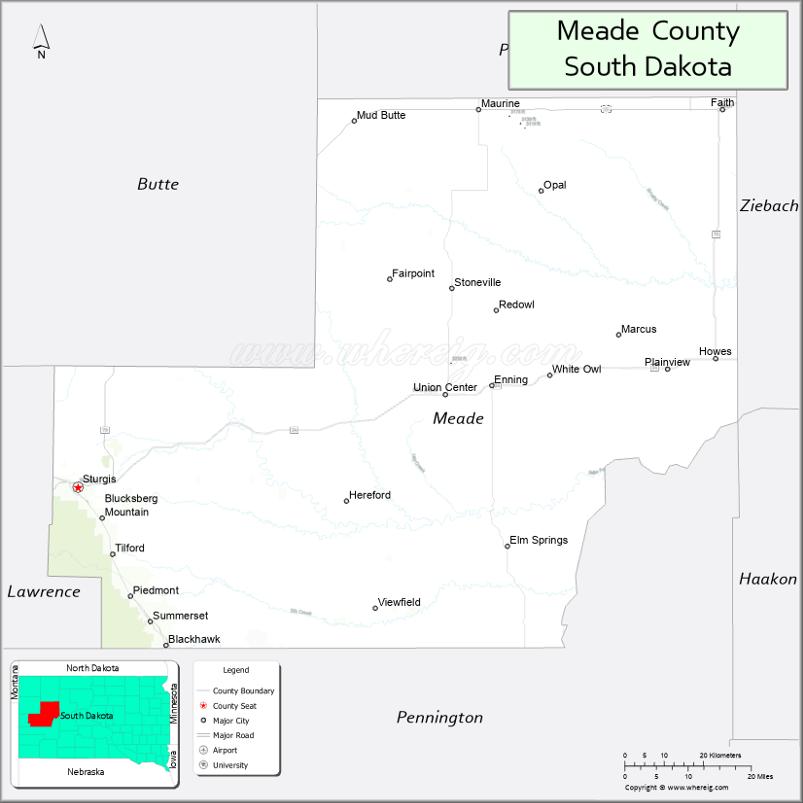 Map of Meade County, South Dakota