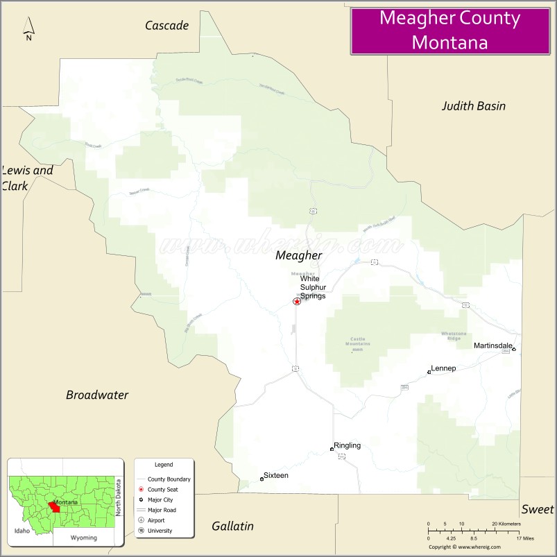 Map of Meagher County, Montana