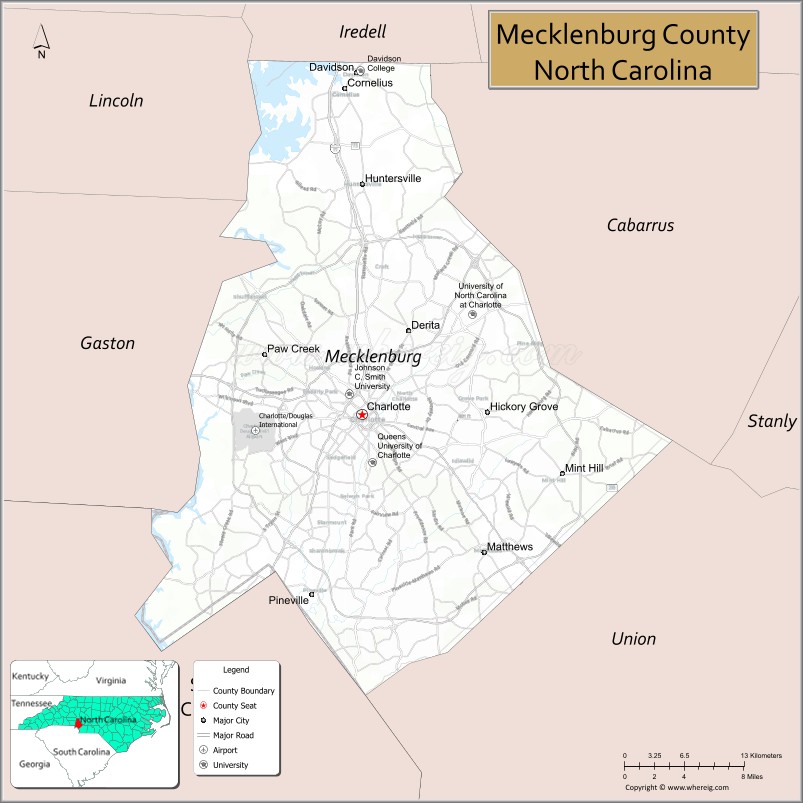 Map of Mecklenburg County, North Carolina