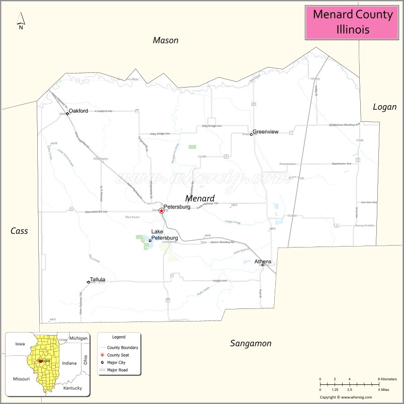 Map of Menard County, Illinois