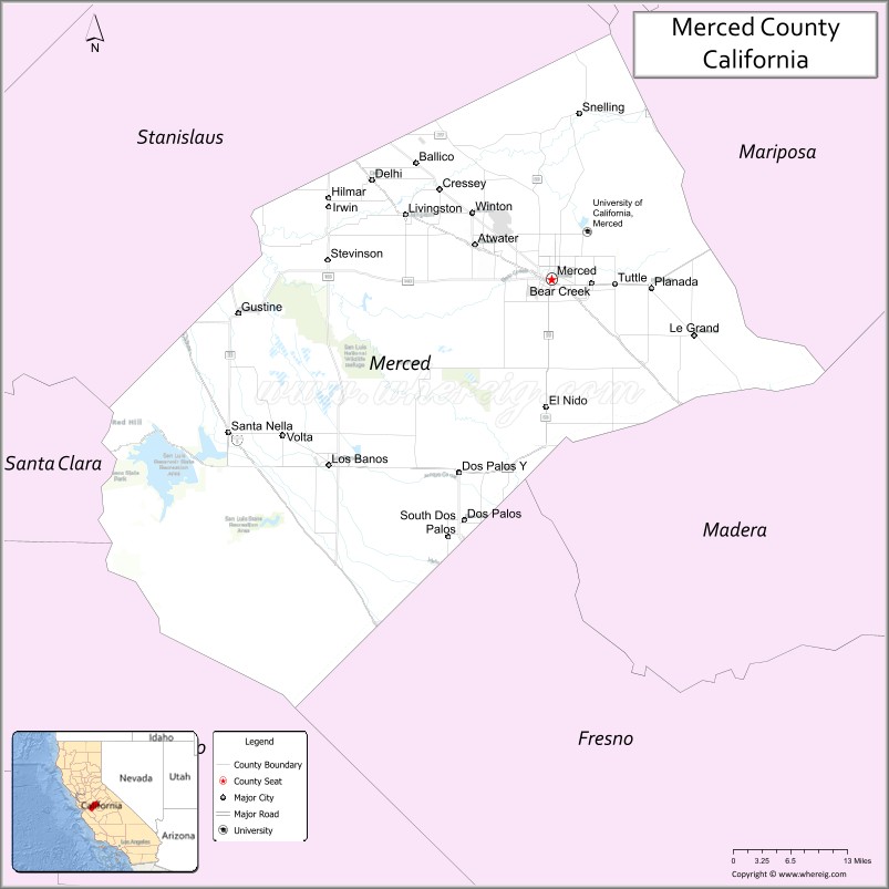 Map of Merced County, California