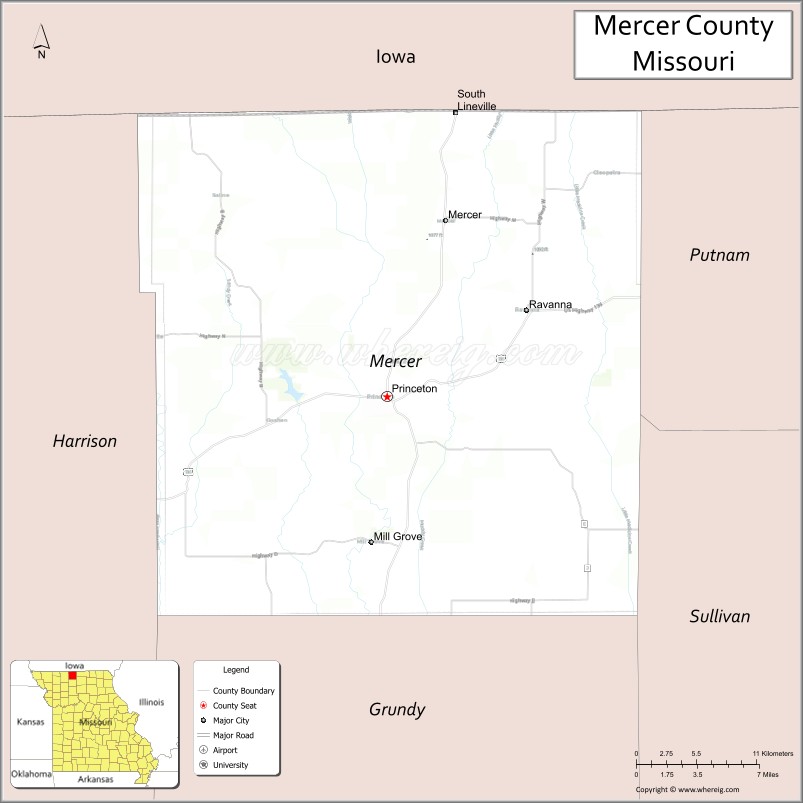Map of Mercer County, Missouri