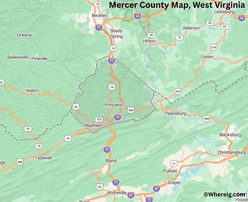 Map of Mercer County, West Virginia