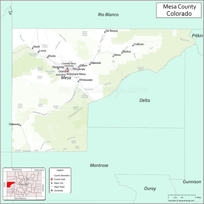 Map of Mesa County, Colorado